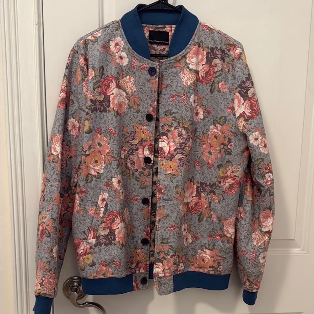 Italian Designer Floral Bomber Jacket w/ Paisley Lining
